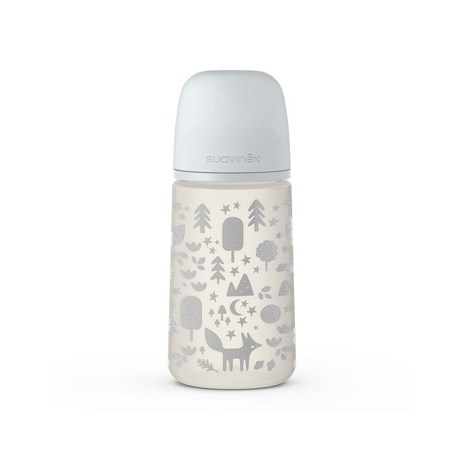 Set Cadou biberon 150 ml + biberon 270 ml + suzetă + lănțișor suzetă Fox, Suavinex JEM8426420077095
