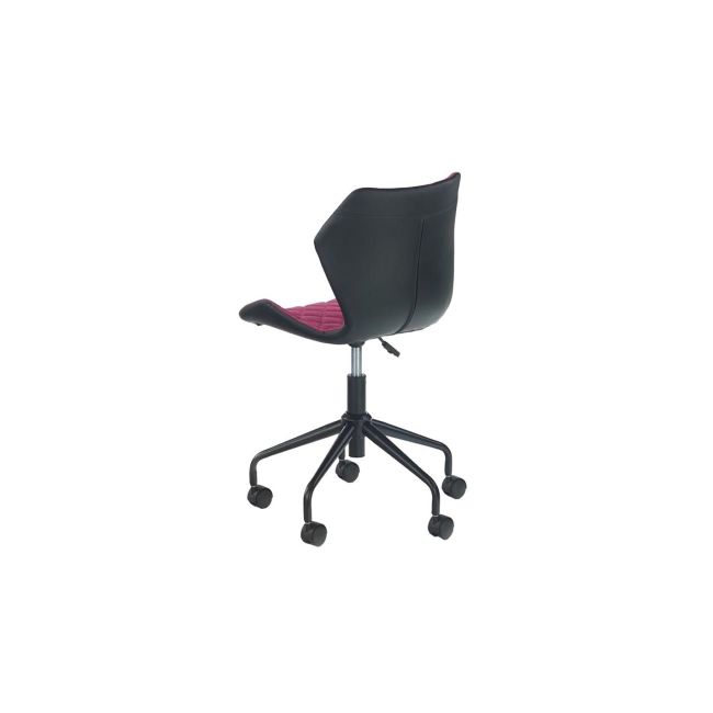 Set birou cu rafturi hm narvik b1, cadru metalic, pal melaminat, 120x64x120 cm, stejar sonoma/alb si scaun birou hm matrix, ergonomic, stofa/piele ecologica, 100 kg, negru/roz drm10356