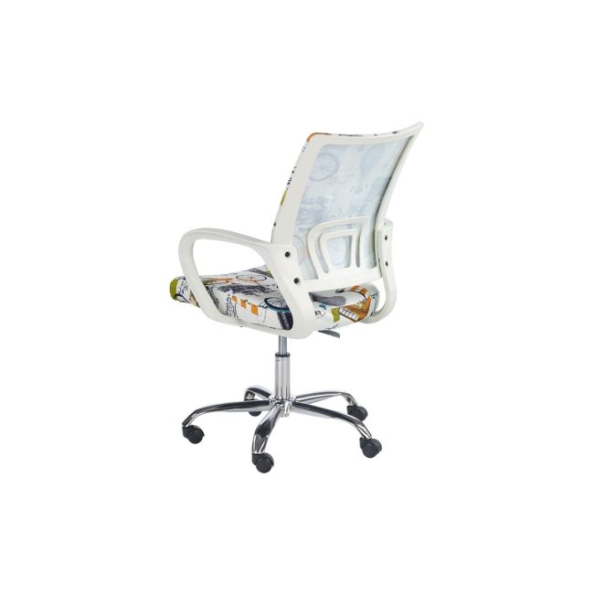 Set birou cu spatii depozitare hm grosso, rafturi, sertar, pal melaminat, 149x50x105 cm, stejar auriu/alb si scaun copii hm ibis paris, ergonomic, cadru cromat, stofa, 100 kg, multicolor drm10352