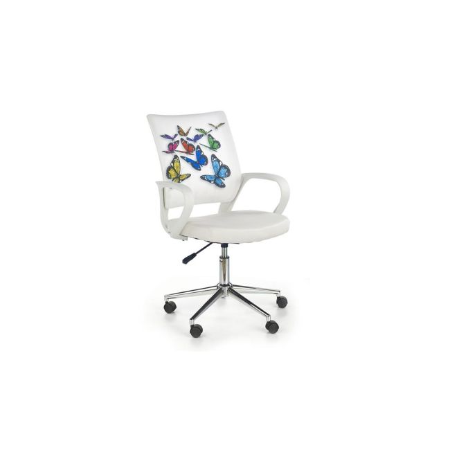 Set birou cu spatiu depozitare pentru scolari, pal melaminat, sertar, 2 rafturi, polita glisanta tastatura, fag si scaun hm ibis butterfly, stofa/piele ecologica, 100 kg, multicolor drm10344