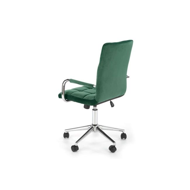 Set birou hm lima b1, cu usa si sertar, pal melaminat, 120x55x75 cm, stejar sonoma si scaun hm gonzo 4, stofa tip catifea, mecanism de balans, cadru cromat, 90 kg, verde drm10353