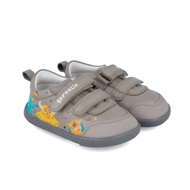 Tenisi din piele pentru copii Garvalin, monstruleti, gri (Marime: 20) JEM241309-B-20