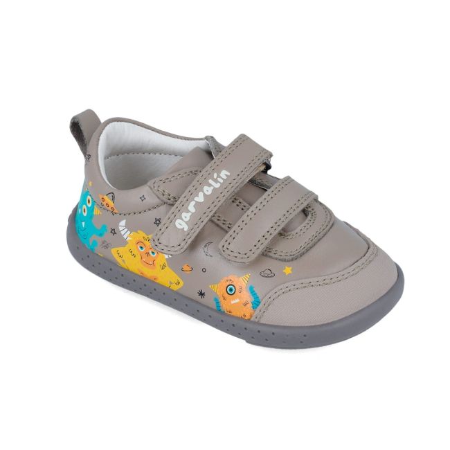 Tenisi din piele pentru copii Garvalin, monstruleti, gri (Marime: 22) JEM241309-B-22