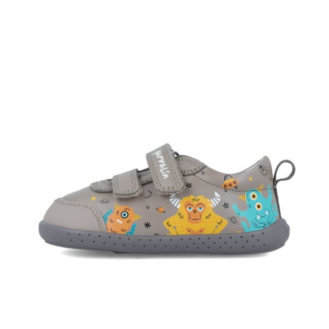 Tenisi din piele pentru copii Garvalin, monstruleti, gri (Marime: 22) JEM241309-B-22