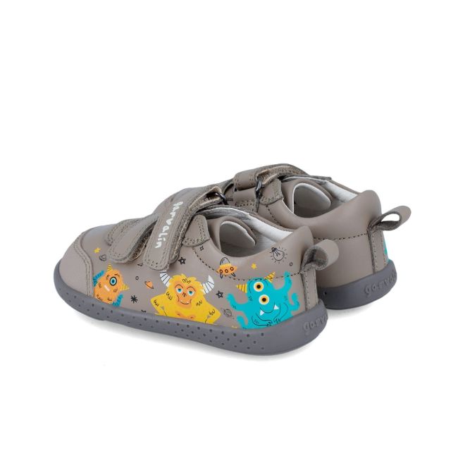 Tenisi din piele pentru copii Garvalin, monstruleti, gri (Marime: 22) JEM241309-B-22