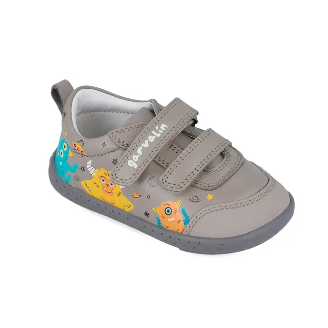Tenisi din piele pentru copii Garvalin, monstruleti, gri (Marime: 24) JEM241309-B-24