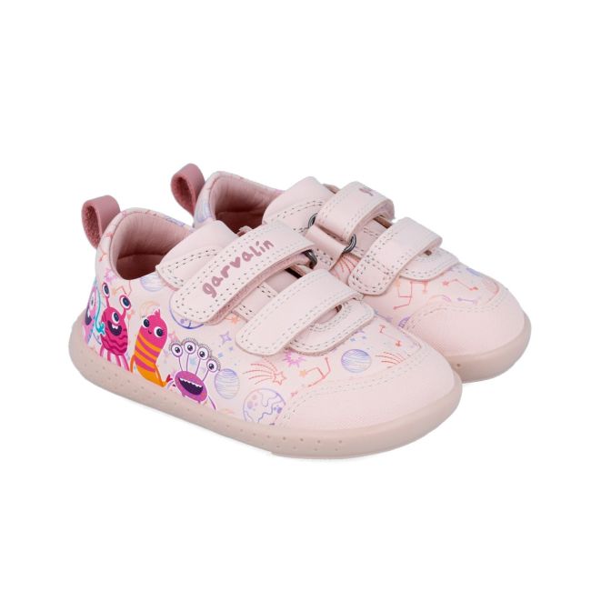 Tenisi din piele pentru copii Garvalin, monstruleti, roz (Marime: 22) JEM241307-A-22
