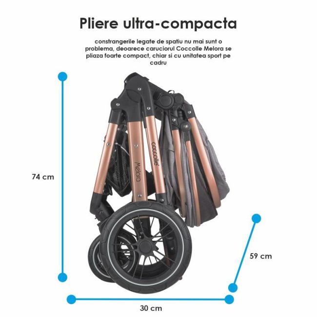 Carucior transformabil 3in1 coccolle melora moonlit grey smb322061571