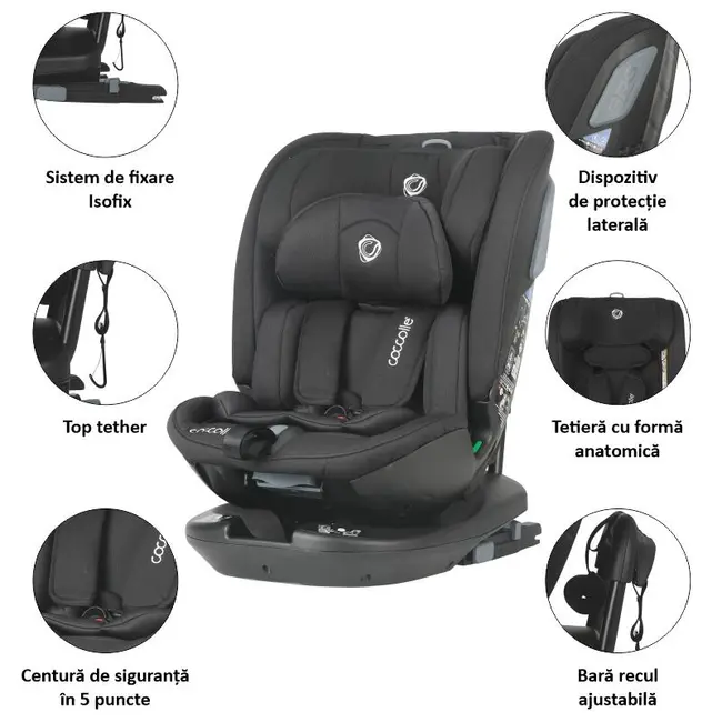 Scaun auto rotativ isize coccolle velsa jet black smb323085260