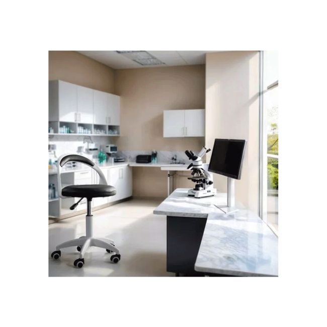 Scaun laborator off1021, rotativ, baza polipropilena, piele ecologica, inaltime ajustabila, 100 kg drm10362