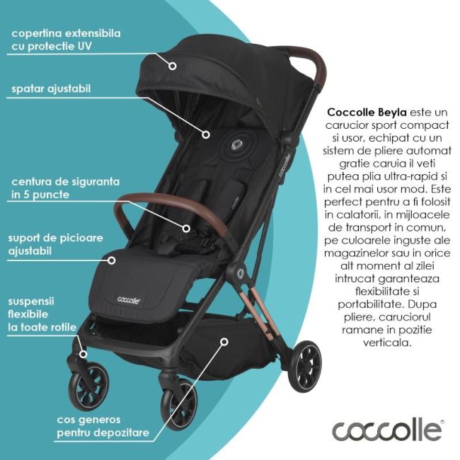 Carucior sport cu pliere automata coccolle beyla gold le smb323031660