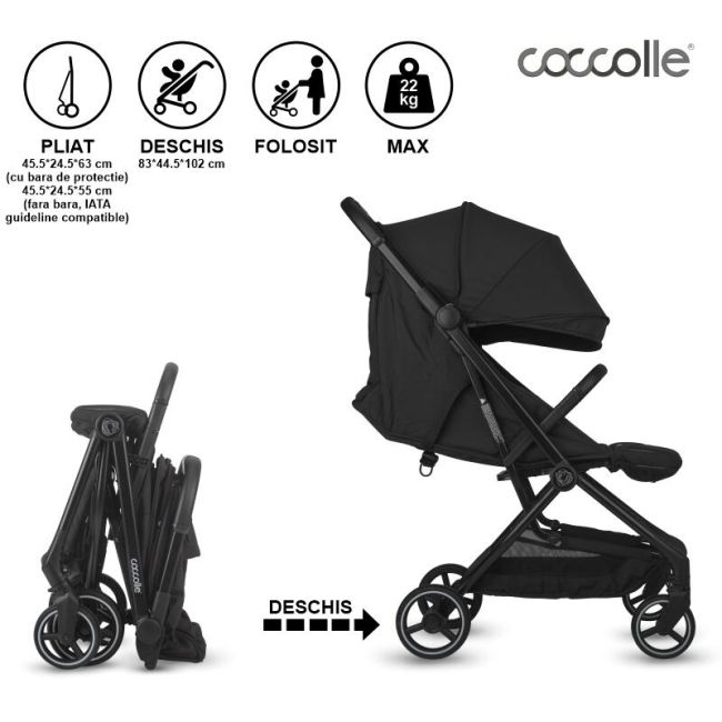 Carucior sport cu pliere automata coccolle sierra diamond black smb324032160