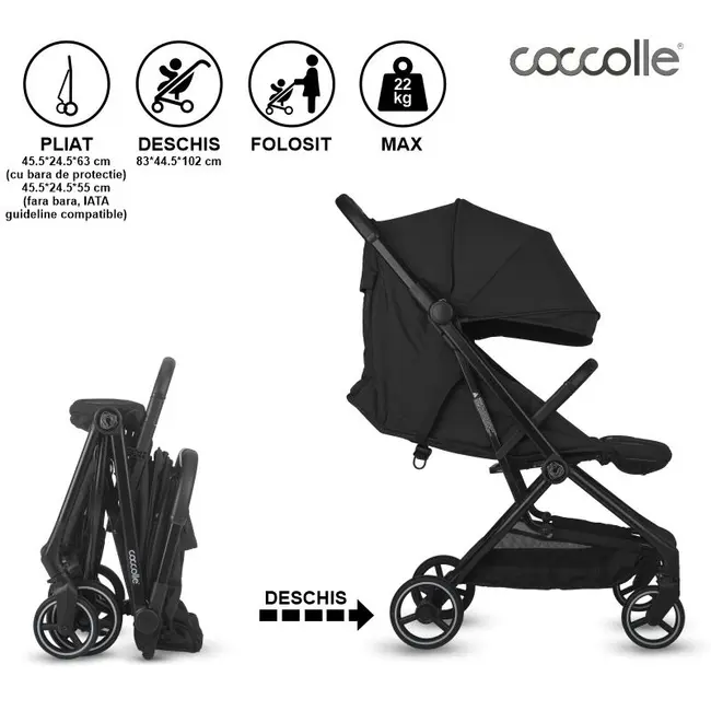 Carucior sport cu pliere automata coccolle sierra diamond black smb324032160