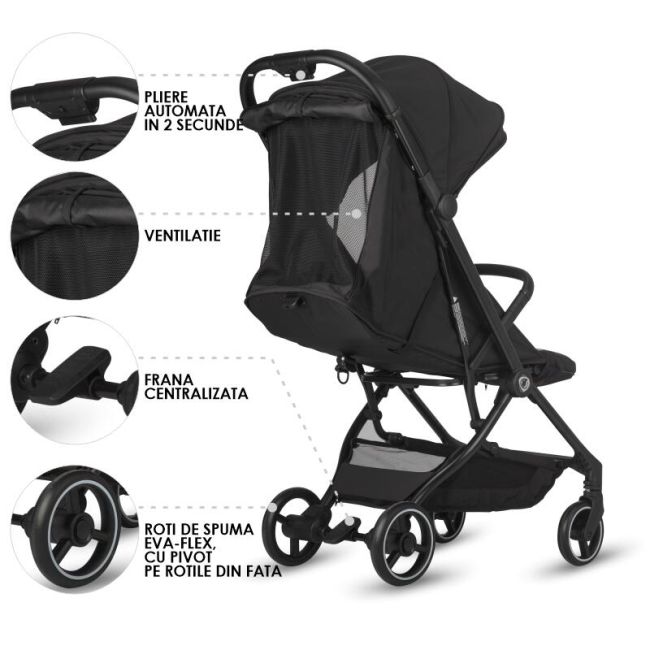 Carucior sport cu pliere automata coccolle sierra diamond black smb324032160