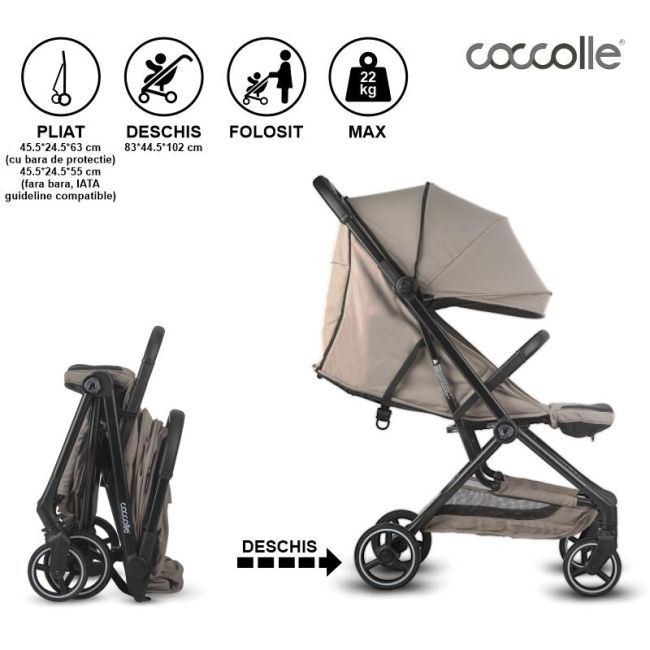 Carucior sport cu pliere automata coccolle sierra taupe brown smb324032143