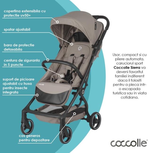 Carucior sport cu pliere automata coccolle sierra taupe brown smb324032143