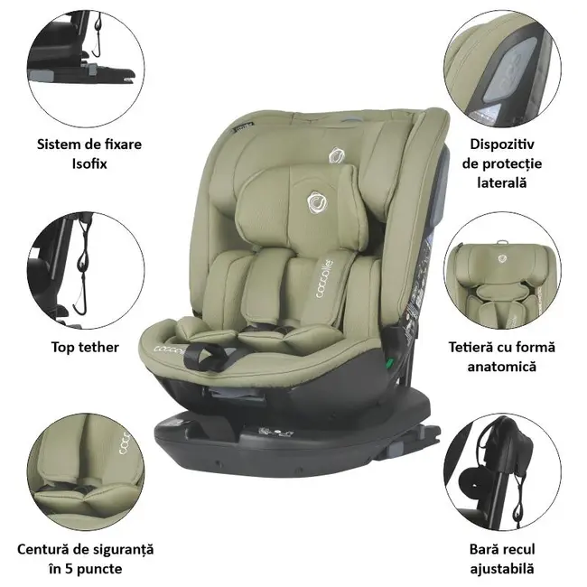 Scaun auto rotativ isize coccolle velsa moss green smb323085281