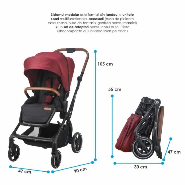 Sistem modular 3in1 coccolle saliara cabernet + scoica coccolle knox anthracite smb322065221324080364