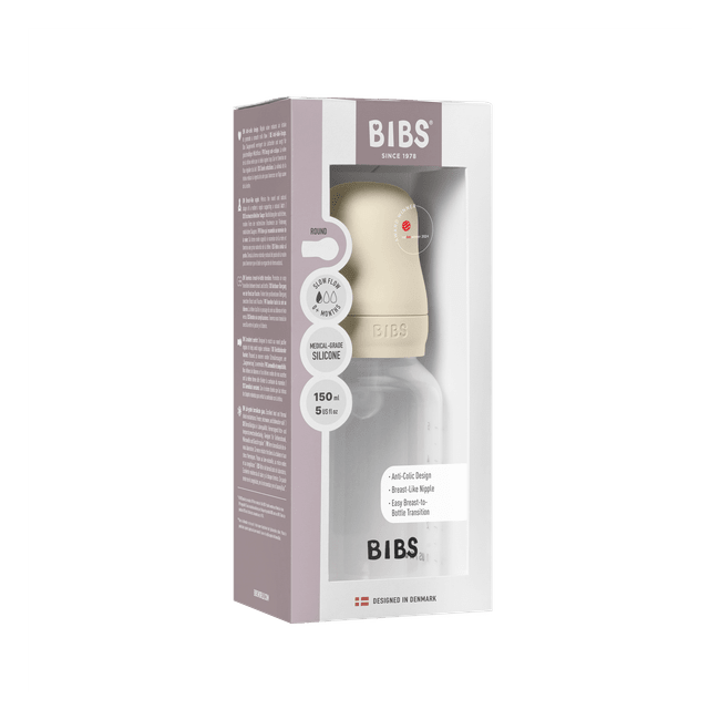 Bibs - set complet biberon anticolici, 150 ml, silicon, ivory bbb50161216