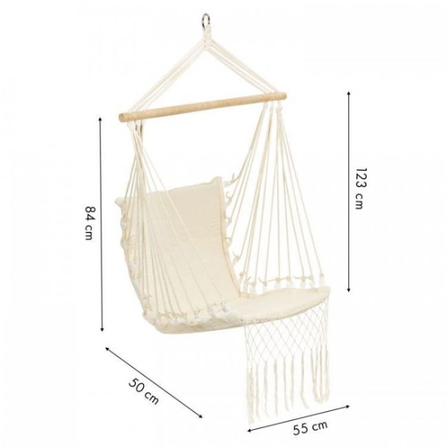 Leagan suspendat pentru interior/exterior, cu spatar, cuib de barza, 120 kg, gw-923, alb edeedigw-923white