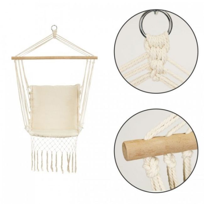 Leagan suspendat pentru interior/exterior, cu spatar, cuib de barza, 120 kg, gw-923, alb edeedigw-923white