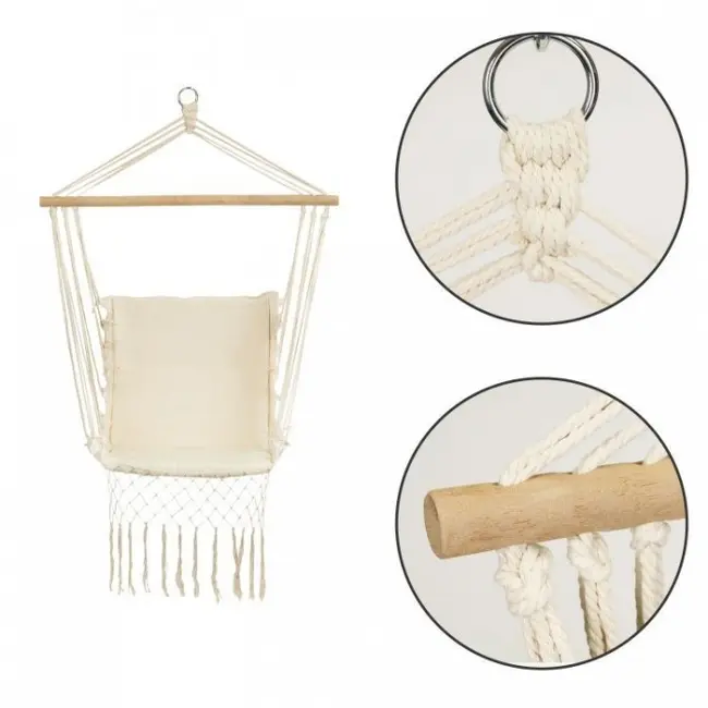 Leagan suspendat pentru interior/exterior, cu spatar, cuib de barza, 120 kg, gw-923, alb edeedigw-923white