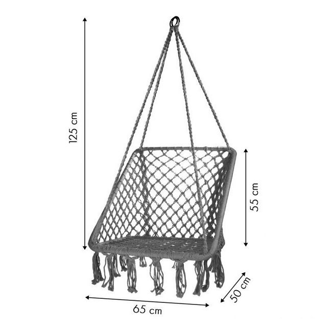 Leagan suspendat pentru interior/exterior, cu spatar, cuib de barza, gri, gw911 edeedigw-911grey