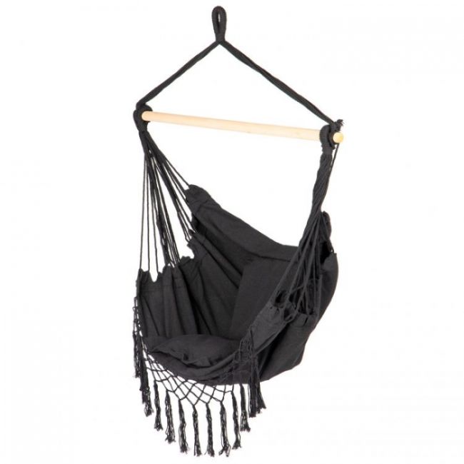 Leagan suspendat pentru interior/exterior, cu spatar si 2 perne, cuib de barza, negru, gw-918 edeedigw-918black