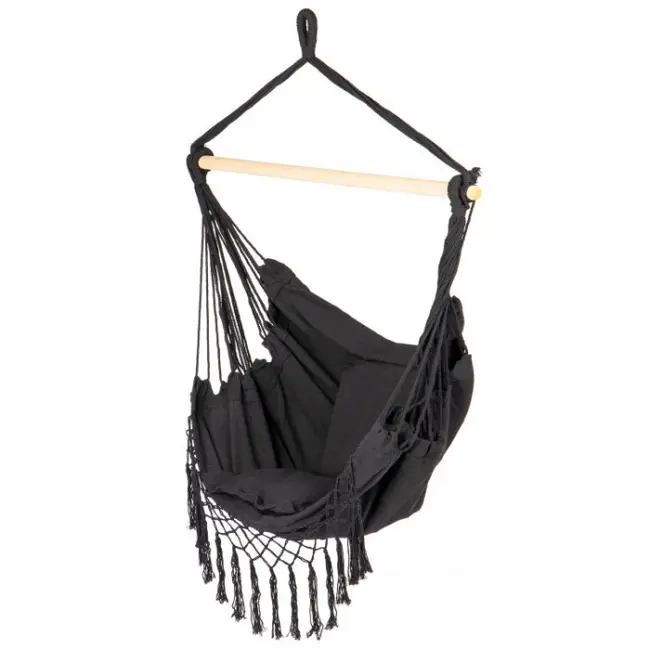 Leagan suspendat pentru interior/exterior, cu spatar si 2 perne, cuib de barza, negru, gw-918 edeedigw-918black