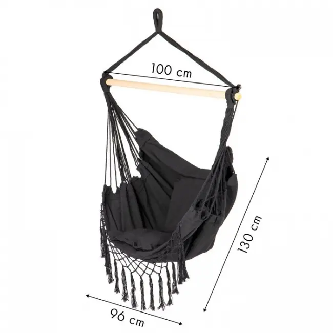 Leagan suspendat pentru interior/exterior, cu spatar si 2 perne, cuib de barza, negru, gw-918 edeedigw-918black