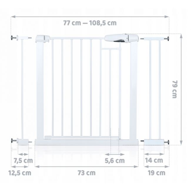 Poarta siguranta 77 - 108.5 cm nukido 718600 - alb edeedi718600