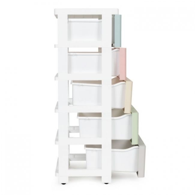 Raft pe roti cu 5 compartimente pentru depozitarea jucariilor modernhome - multicolor edeedipjjcbs0024-05c