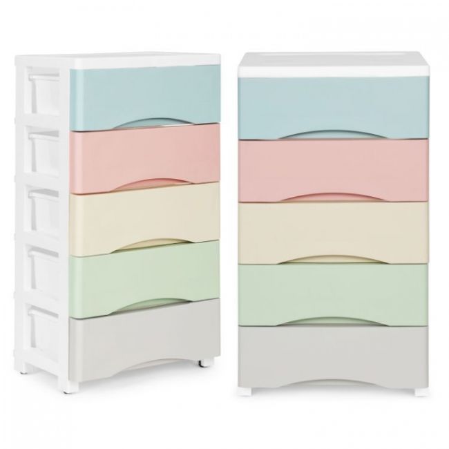 Raft pe roti cu 5 compartimente pentru depozitarea jucariilor modernhome - multicolor edeedipjjcbs0024-05c