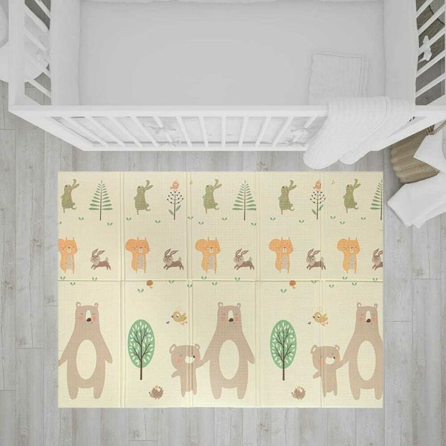 Covoras de joaca, Bocioland, Little Bear, Pliabil, Protectie impotriva loviturilor, Dimensiune mare, 200 x 150 cm, Cu Imprimeu pe ambele parti, Potrivit pentru utlizare atat in interior, cat si in exterior BYNBL124