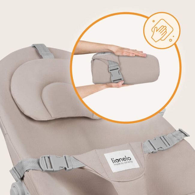 Balansoar, Lionelo, Dalia, 4 in 1, Inaltime reglabila in 2 pozitii, Cu husa detasabila, Cu bara de jucarii, Pana la 9 kg, Bej BYNLO-DALIA_ROCKER_BEIGE_SAND