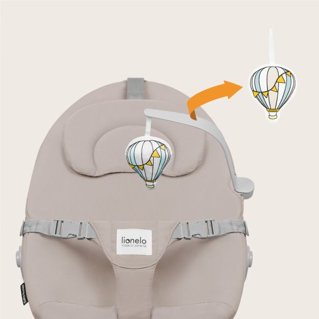 Balansoar, Lionelo, Dalia, 4 in 1, Inaltime reglabila in 2 pozitii, Cu husa detasabila, Cu bara de jucarii, Pana la 9 kg, Bej BYNLO-DALIA_ROCKER_BEIGE_SAND