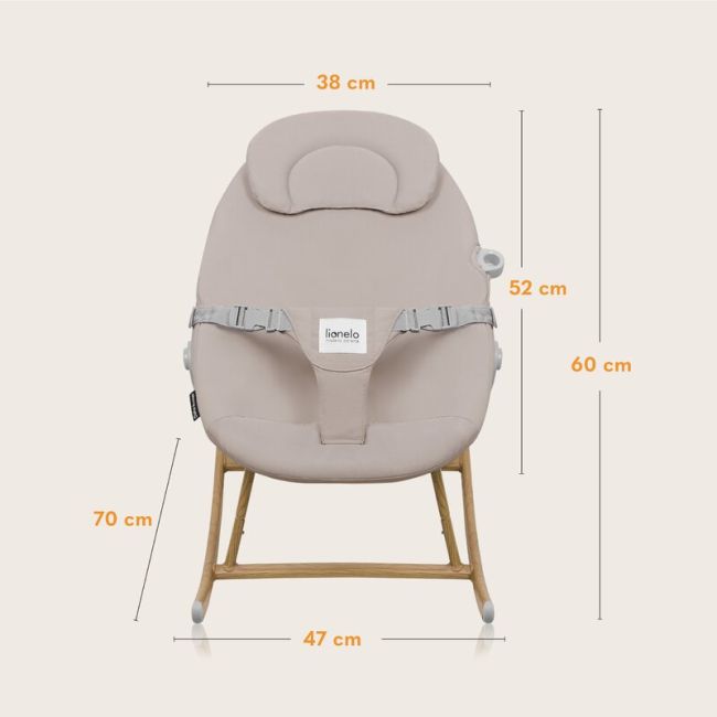 Balansoar, Lionelo, Dalia, 4 in 1, Inaltime reglabila in 2 pozitii, Cu husa detasabila, Cu bara de jucarii, Pana la 9 kg, Bej BYNLO-DALIA_ROCKER_BEIGE_SAND
