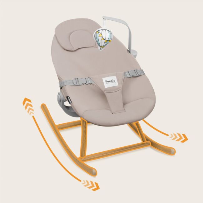 Balansoar, Lionelo, Dalia, 4 in 1, Inaltime reglabila in 2 pozitii, Cu husa detasabila, Cu bara de jucarii, Pana la 9 kg, Bej BYNLO-DALIA_ROCKER_BEIGE_SAND