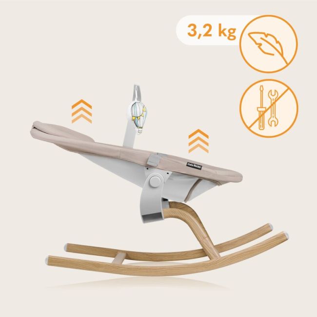 Balansoar, Lionelo, Dalia, 4 in 1, Inaltime reglabila in 2 pozitii, Cu husa detasabila, Cu bara de jucarii, Pana la 9 kg, Bej BYNLO-DALIA_ROCKER_BEIGE_SAND