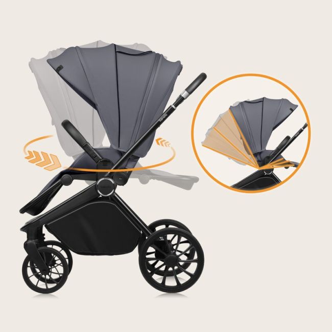 Carucior 2 in 1, Lionelo, Mika Plus, Cadru din aluminiu, Cu landou intarit si salteluta moale, Reversibil, Cu sistem de ventilatie 3D, Cu accesorii, Pana la 22 kg, Conform cu EN1888-1 EN1888-2, EN1466, Gri BYNLO-MIKA_PLUS_2IN1_GREY_STONE