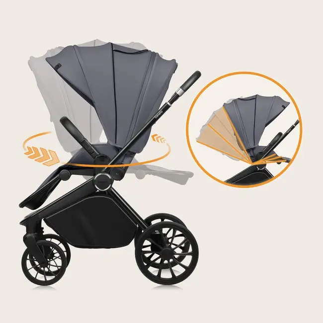 Carucior 2 in 1, Lionelo, Mika Plus, Cadru din aluminiu, Cu landou intarit si salteluta moale, Reversibil, Cu sistem de ventilatie 3D, Cu accesorii, Pana la 22 kg, Conform cu EN1888-1 EN1888-2, EN1466, Gri BYNLO-MIKA_PLUS_2IN1_GREY_STONE