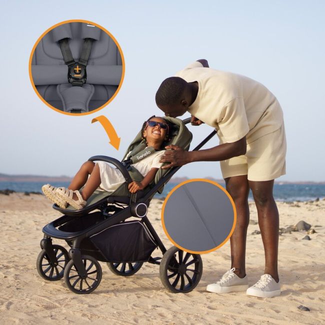 Carucior 2 in 1, Lionelo, Mika Plus, Cadru din aluminiu, Cu landou intarit si salteluta moale, Reversibil, Cu sistem de ventilatie 3D, Cu accesorii, Pana la 22 kg, Conform cu EN1888-1 EN1888-2, EN1466, Gri BYNLO-MIKA_PLUS_2IN1_GREY_STONE