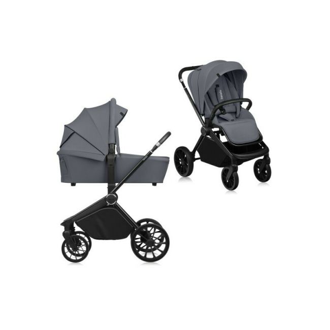 Carucior 2 in 1, Lionelo, Mika Plus, Cadru din aluminiu, Cu landou intarit si salteluta moale, Reversibil, Cu sistem de ventilatie 3D, Cu accesorii, Pana la 22 kg, Conform cu EN1888-1 EN1888-2, EN1466, Gri BYNLO-MIKA_PLUS_2IN1_GREY_STONE