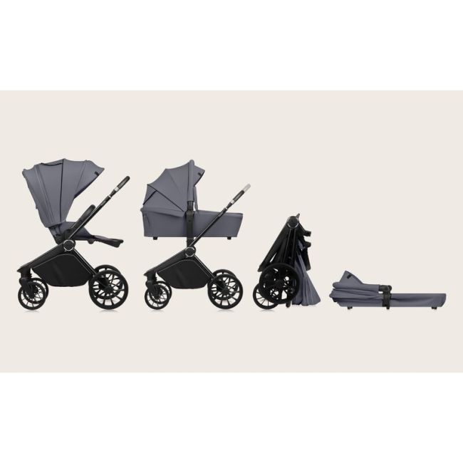 Carucior 2 in 1, Lionelo, Mika Plus, Cadru din aluminiu, Cu landou intarit si salteluta moale, Reversibil, Cu sistem de ventilatie 3D, Cu accesorii, Pana la 22 kg, Conform cu EN1888-1 EN1888-2, EN1466, Gri BYNLO-MIKA_PLUS_2IN1_GREY_STONE