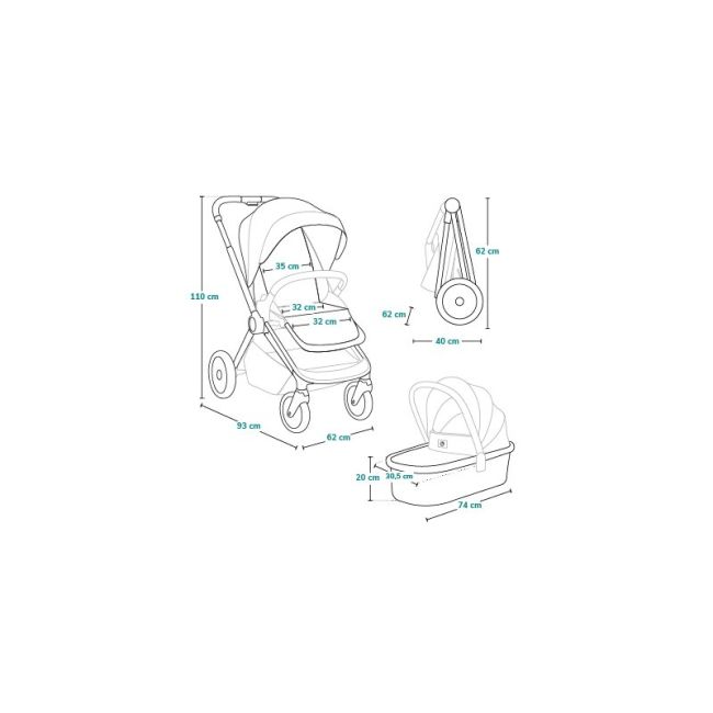 Carucior 2 in 1, Lionelo, Mika Plus, Cadru din aluminiu, Cu landou intarit si salteluta moale, Reversibil, Cu sistem de ventilatie 3D, Cu accesorii, Pana la 22 kg, Conform cu EN1888-1 EN1888-2, EN1466, Verde BYNLO-MIKA_PLUS_2IN1_GREEN_OLIVE