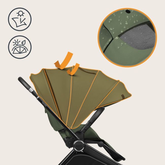 Carucior 2 in 1, Lionelo, Mika Plus, Cadru din aluminiu, Cu landou intarit si salteluta moale, Reversibil, Cu sistem de ventilatie 3D, Cu accesorii, Pana la 22 kg, Conform cu EN1888-1 EN1888-2, EN1466, Verde BYNLO-MIKA_PLUS_2IN1_GREEN_OLIVE
