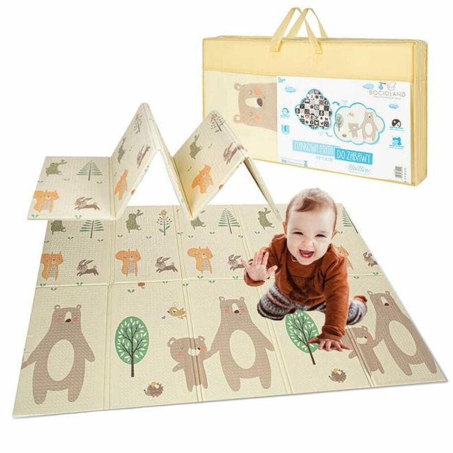 Covoras de joaca, Bocioland, Little Bear, Pliabil, Protectie impotriva loviturilor, Dimensiune mare, 200 x 150 cm, Cu Imprimeu pe ambele parti, Potrivit pentru utlizare atat in interior, cat si in exterior BYNBL124