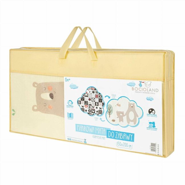 Covoras de joaca, Bocioland, Little Bear, Pliabil, Protectie impotriva loviturilor, Dimensiune mare, 200 x 150 cm, Cu Imprimeu pe ambele parti, Potrivit pentru utlizare atat in interior, cat si in exterior BYNBL124