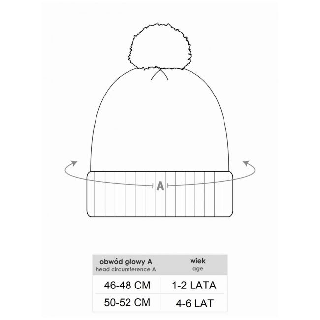 Fes de iarnă pentru fetițe cu pompon și logo, roz czz-0498g