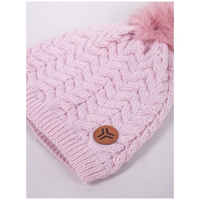 Fes de iarnă pentru fetițe cu pompon și logo, roz czz-0498g